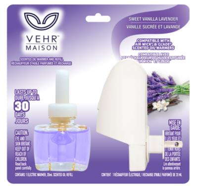 A00895 : Vehr maison A00895 : Household products - Air purifier - Plug Inn Vanilla & Lavender (purple) VEHR MAISON,PLUG INN vanilla & lavender (purple),12/cs