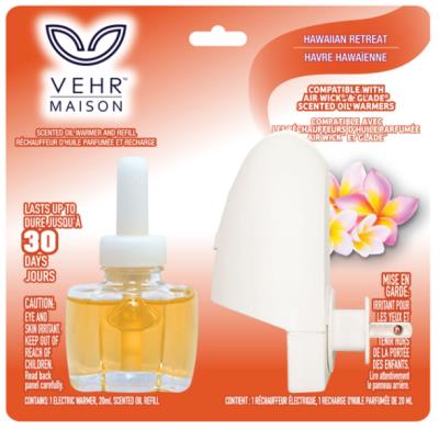 A00896 : Vehr A00896 : Produits ménagers - Purificateurs d'air - Plug Inn Hawaïenne (orange) VEHR,PLUG INN hawaïenne (orange),12/cs