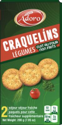 B01894-OU : Adoro B01894-OU : Lunch and snacks - Cookies - Vegetable Crackers ADORO, VEGETABLE CRACKERS, 24 x 200G