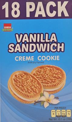 CB8756 : Sobisk CB8756 : Lunch and snacks - Cookies - Vanilla Sandwich Cookie SOBISK, vanilla SANDWICH COOKIE, 12 x 18 pack