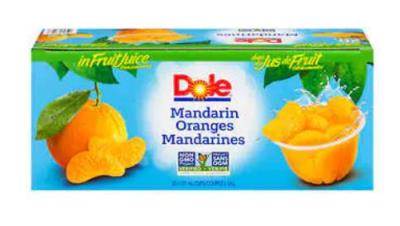 CF105-OU : Dole CF105-OU : Conserves et bocaux - Fruits - Fruits Cup Madarine Orange Jus DOLE, FRUITS CUP MADARINE ORANGE jus, 20 x 107 ML