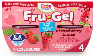 CF975-OUJA : Dole CF975-OUJA : Déjeuner et collations - Fruité - Fruit Cup Fraises Gelée DOLE , FRUIT CUP FRAISES gelée , 6 x (4 x 123G)