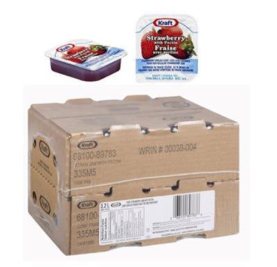 CG2054 : Kraft CG2054 : Lunch and snacks - Spreads - Light Strawberry Jam KRAFT, light STRAWBERRY jam, 200 x 12 ML