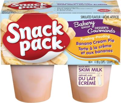 CG2368 : Snack pack CG2368 : Déjeuner et collations - Barres tendres - Pouding Tarte Creme Banane SNACK PACK, POUDING tarte creme banane, 12 x (4 x 99g)