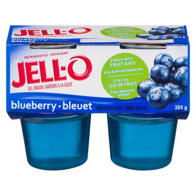 CG240-OU : Jell-o CG240-OU : Confiseries - Guimauves - GelÉe Bleuet JELL-O, GELÉE BLEUET, 6 x (4 x 96g)