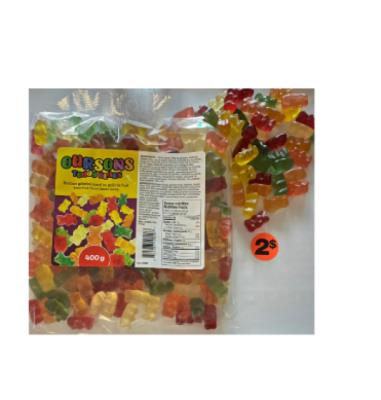 CG309-1 : Oursons CG309-1 : Confiseries - Bonbons - Fruits OURSONS , fruits , 30 X 400 G