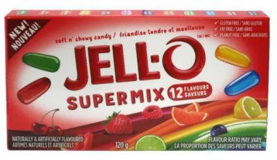 CG4510-JU : Jell-o CG4510-JU : Confiseries - Bonbons - Bonbons Super Mix JELL-O,BONBONS SUPER MIX,12 x 120G