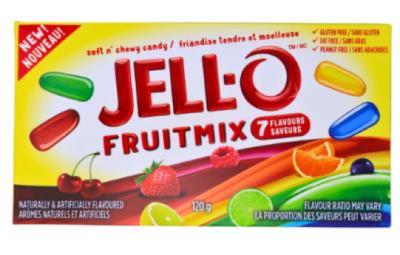 CG4512-JU : Jell-o CG4512-JU : Confiseries - Bonbons - Bonbons Mix Aux Fruits JELL-O,BONBONS MIX AUX FRUITS,12 x 120G