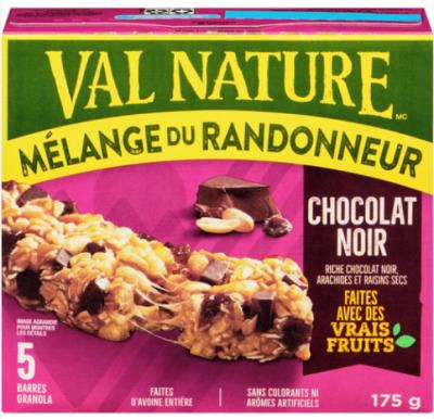 CG7222 : Val nature CG7222 : Lunch and snacks - Cookies - Choco Dark & Pean. Bars(5ct) VAL NATURE, CHOCO DARK & PEAN. bars(5CT), 12 x 175g