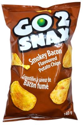 CG7330-OU : Go 2 snax CG7330-OU : Confiseries - Croustilles  - Chips Bacon Fumé GO 2 SNAX,CHIPS bacon fumé, 16 x 140g