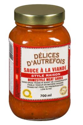 CH009 : Delices d'autrefois CH009 : Condiments - Sauce - Meat Sauce DELICES D'AUTREFOIS, MEAT SAUCE, 12 x 700ml