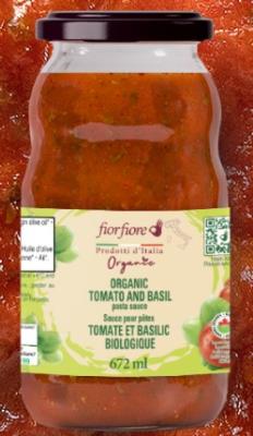 CH274-OU : Fiorfiore CH274-OU : Condiments - Sauces - Sauce Tomate Basilic FIORFIORE, SAUCE TOMATE basilic, 12 x 655ML