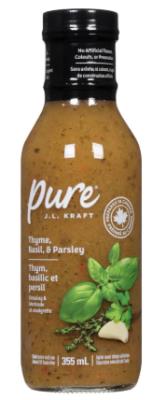 CH9602 : Kraft CH9602 : Oils and vinegars - Oil - Pure Dressing Thyme & Basil KRAFT, PURE DRESSING thyme & basil, 12 x 355 ML