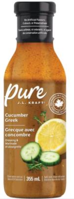 CH9603 : Kraft CH9603 : Huiles et vinaigres - Vinaigres - Pure Vinaigret. Cocom. & Grecque KRAFT, PURE VINAIGRET. cocom. & grecque, 12 x 355 ML