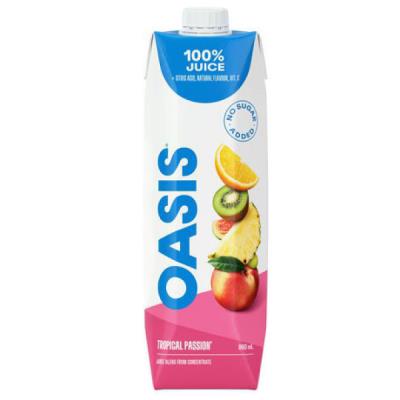 CJ16-OU : Oasis CJ16-OU : Breuvages - Jus - Jus Fruits Passion Tropical OASIS, jus FRUITS PASSION TROPICAL, 12 x 960 ML