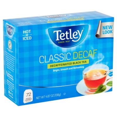 CK0010-OU : Tetley CK0010-OU : Breuvages - Café - Thé Noir Décaf. TETLEY , Thé NOIR décaf. , 6 btes x 72(sach.) ( décl.)