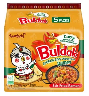 CN8787 : Buldak CN8787 : Pâtes, riz et nouilles - Lasagne - Ramen Poulet ÉpicÉ Curry BULDAK,RAMEN POULET ÉPICÉ curry,8 x (5 x 140G)