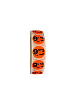 PR997 : Rouleaux PR997 : Accessories & Supplies - Discount sticker - 9.97$ Roll Fluo ROULEAUX , 9.97$ ROLL FLUO , 1000stic/rls