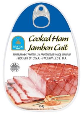 V341 : Bristol V341 : Conserves et bocaux - Viandes - Jambon Cuit BRISTOL, JAMBON CUIT, 24 x 454 g